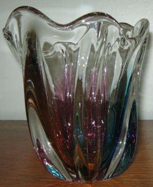 MURANO GLASS VASE IN PERFECT CONDITION, H17cm CIR14cm