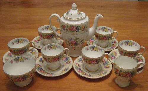 PRETTY, VINTAGE,  BRUSSELS LACE,   ROYAL STANDARD, COFFEE SET,
