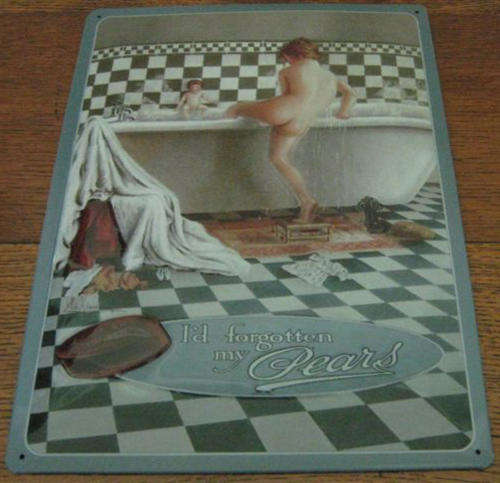 WELL KNOWN AND LOVED PEARS SOAP ADVERT, BAKED ENAMMEL SIGN, 30 X 40 CM.