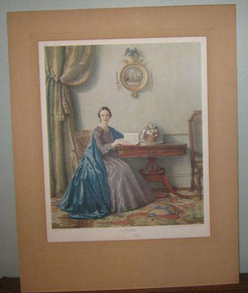 ANTIQUE PRINT OF MAFALDA "THE LADY IN BLUE" L. CAMPBELL TAYLOR. K. A.