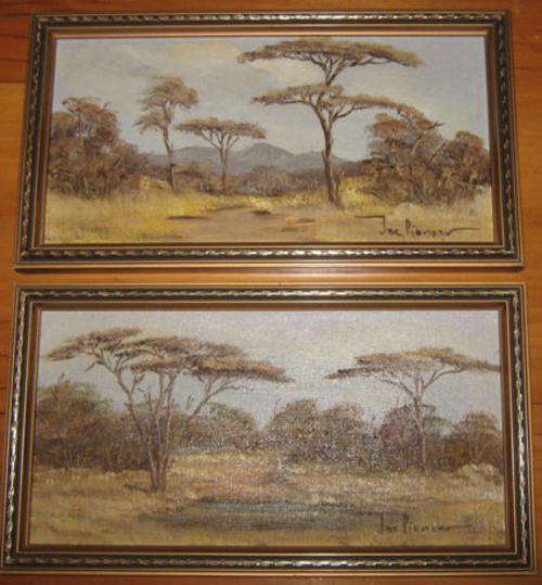 PAIR OF JAC PIENAAR OIL ON BOARDS, LANDSCAPE SCENES.