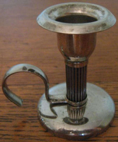 R1.00 START !! FUNNY LITTLE SILVER PLATED, CANDLE HOLDER, WITH FINGER HANDLE