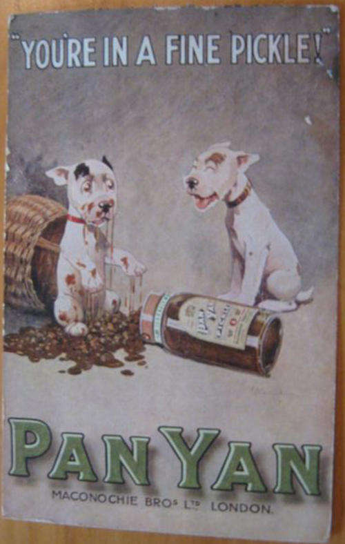 VINTAGE POST CARD, APPROX 1914 " PAN YAM " YOURE IN A FINE PICKLE.