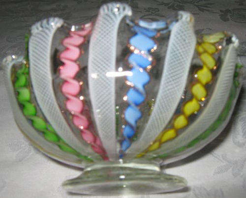 VINTAGE, MURANO ZANFIRICO, RIBBON GLASS WITH GOLD FLECKING, PERFECT !!!