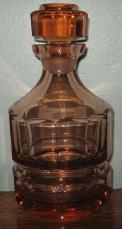 R65.00 ART DECO, HEAVY QUALITY, NOT MOULDED, AMBER GLASS DECANTER.