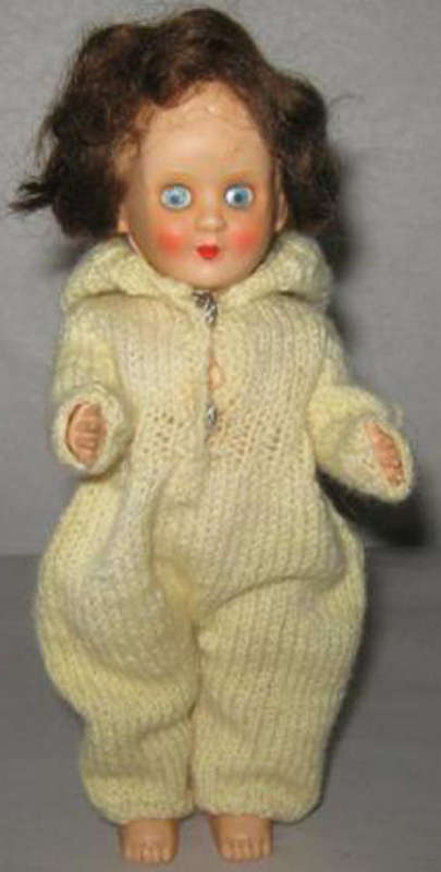 VINTAGE, HARD PLASTIC ROSEBUD DOLL, MADE IN ENGLAND, CONDITION GOOD.