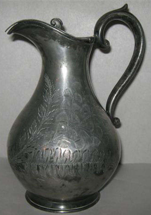 ANTIQUE E.P.N.S. " SHABBY CHIC " HOT WATER JUG WITH LID, PLENTY OF ATTRACTIVE DETAIL.