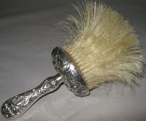 ANTIQUE, HALLMARKED SILVER, MAPPIN & WEBB, CLOTHES OR CRUMB BRUSH, WITH HORSE HAIR BRISTLES.