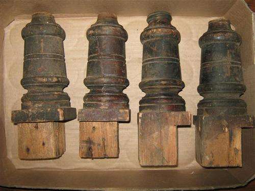 R1.00 POT LUCK !!! TWO BEER TRAYS OF ASSORTED ANTIQUE WOODEN LEGS.