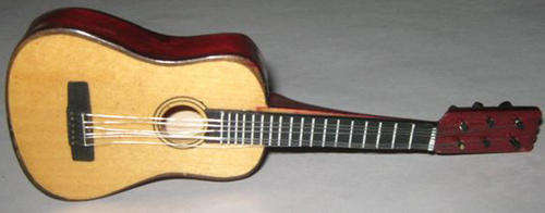 CALLING ALL MUSIC LOVERS, MINIATURE WOODEN GUITAR, ALL GOOD, LENGTH 15CM.