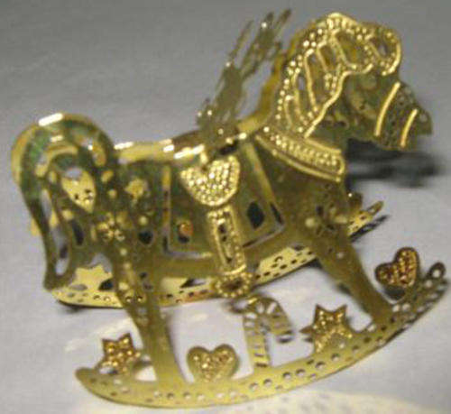 BRASS ROCKING HORSE, PERFECT FOR YOUR CHRISTMAS TREE.
