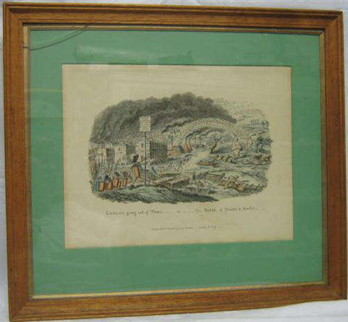 ANTIQUE PRINT OF "  LONDON GOING OUT OF TOWN  " by GEORGE CRUIKSHANK 1829.
