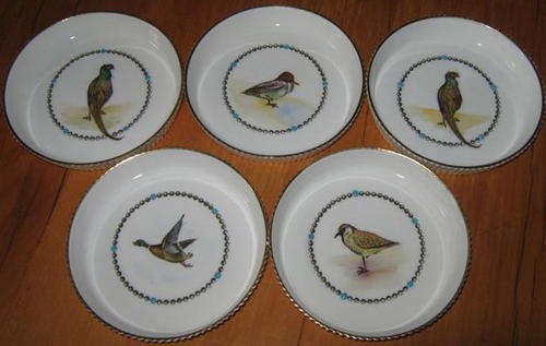 SET OF 5 HANDPAINTED, ROYAL WORCESTER, ENGLAND, FINE BONE CHINA COASTERS