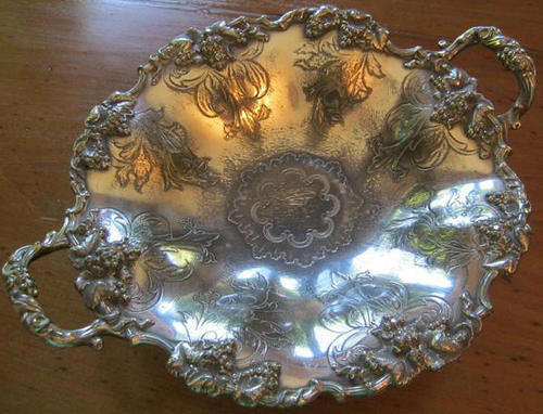 STUNNING  " OVER THE TOP  "SILVER PLATED FRUIT BOWL ON A STAND..