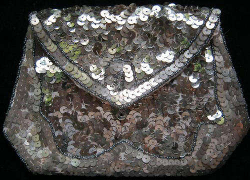 VINTAGE, SEQUINED LADIES EVENING PURSE, WITH MIRROR,