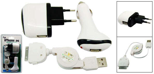 iPOD / iPHONE 3in1 USB TRAVEL & SYNC POWER PACK