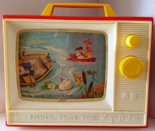 Vintage Fisher Price Two Tone Giant Screen Music Box TV 1966