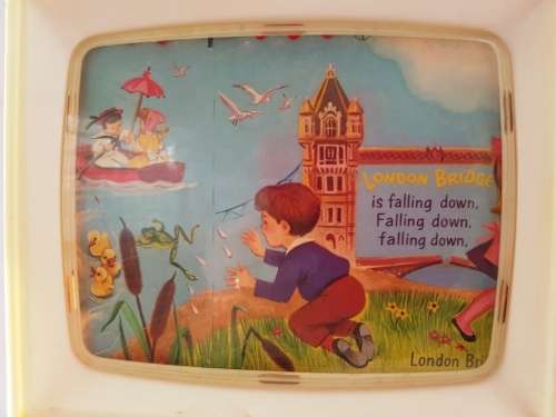 Vintage Fisher Price Two Tone Giant Screen Music Box TV 1966