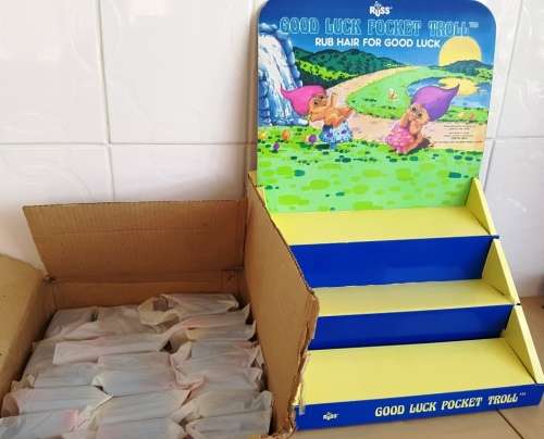 VINTAGE 1980'S RUSS TROLLS X 25 WITH DISPLAY STAND