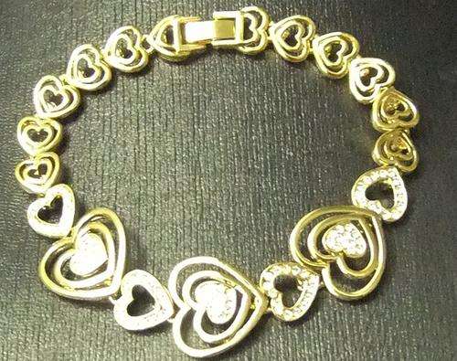 REALLY STUNNING 9K Gold Filled CZ Heart"s Bracelet