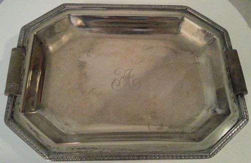 SILVER PLATED DISH WITH THE LETTER A ENGRAVED