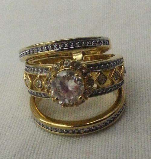 9K Gold Filled CZ Ring 3 piece Set