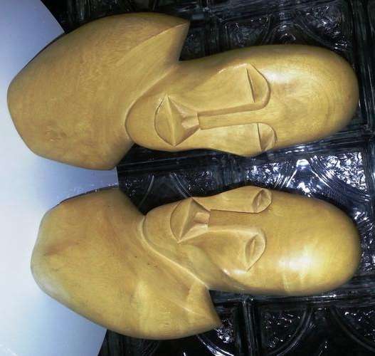 2 x  WOODEN SCULPTURES MALE AND FEMALE