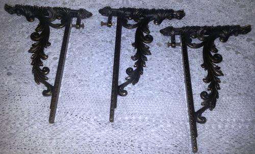 VINTAGE BRASS WALL BRACKETS WITH GLASS TOP STABLER MADE IN ITALY X 3