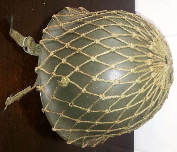 VINTAGE STEEL ARMY HELMET WITH WEBBING
