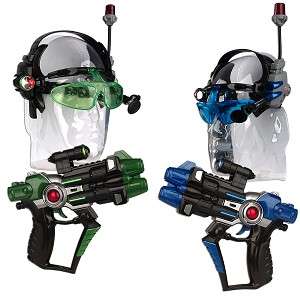 Lazer Tag Mobile Attack Blaster Set with 2 Guns & 2 Headsets (Colors , Blue/Green)