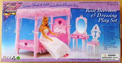 Doll house Furniture - Rose Bedroom & Dressing playset