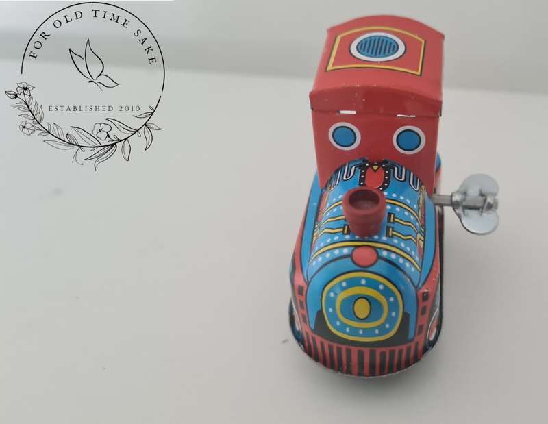 Miniature Tin Toy Train Engine Locomotive Metal Wind Up , working