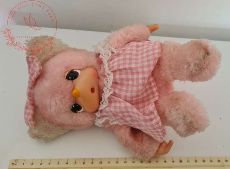 VINTAGE RUSS BERRIE & CO. PINK FELICIA CAT THUMB-SUCKING MONCHICHI DOLL