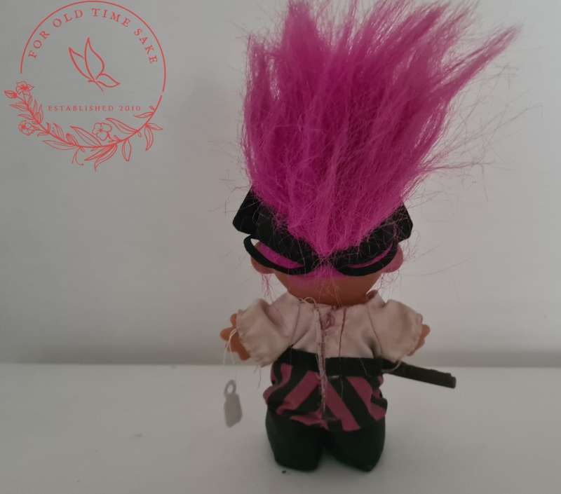 Vintage Russ Troll Doll Pirate, Purplish/Pinkish Hair +-20cm tall