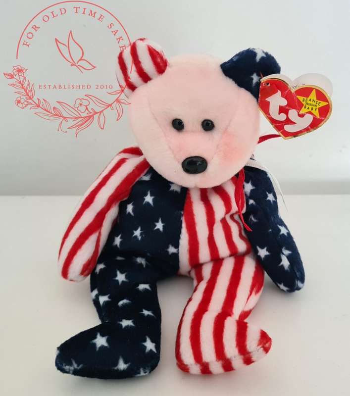 Spangle the Bear (Pink Head) Ty Original Beanie Baby Plush Toy 1999