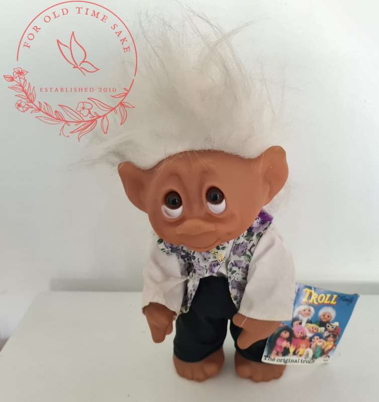 Vintage Thomas Dam  Denmark - White hair Troll +-27cm tall