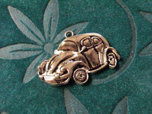 Large imported beetle car charm or pendant nickel