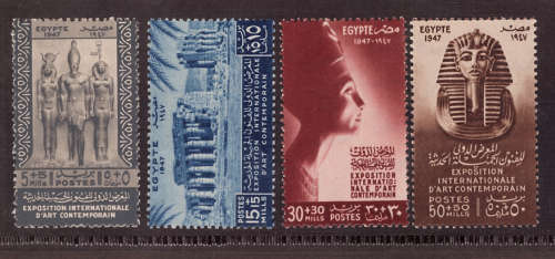 EGYPT 1947 'FINE ARTS EXHIBITION' SET OF 4 MOUNTED MINT. (ONE HEAVY HINGE). SG 334-7. CAT 8.8 POUNDS
