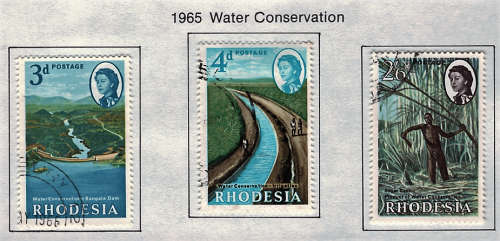RHODESIA 1965 WATER CONSERVATION SET OF 3 VERY FINE USED SG 111-114