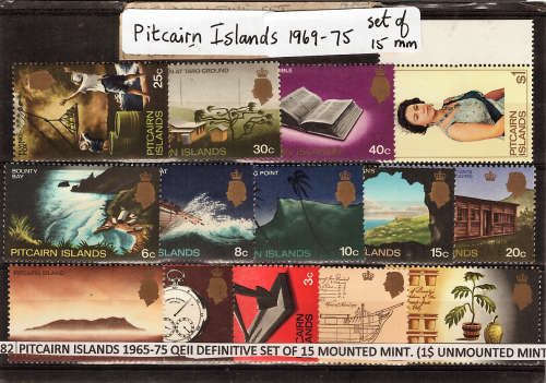 PITCAIRN ISLANDS 1969-75 SET OF 15 MOUNTED MINT(1$ UMM) SG94-106b CAT R390