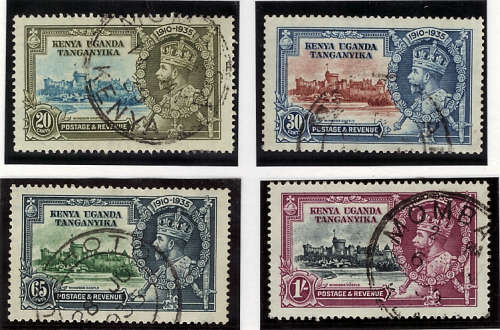 KENYA, UGANDA, TANGANYIKA 1935 KGV SILVER JUBILEE SET OF 4 VERY FINE USED.SG 124-27 CAT R205