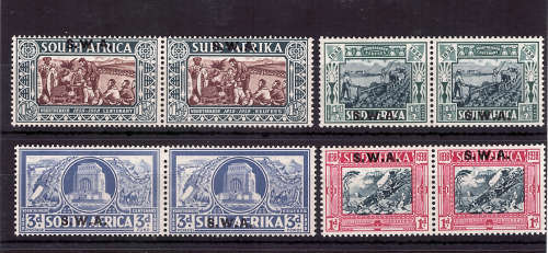 SOUTH WEST AFRICA 1938 VOOR CENTENARY MEM FUND SET 4 PAIRS LMM.SG 105-108