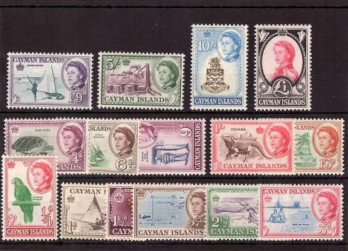 CAYMAN ISLANDS 1962-64 QEII DEFINITIVE SET OF 15 VERY FINE LIGHTLY MOUNTED MINT.SG 165-179.CAT R1750