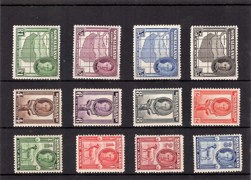 SOMALILAND 1942 KGVI DEFINITIVE SET OF 12 LIGHTLY MOUNTED MINT.SG 105-116. CAT R935