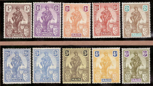 MALTA 1922 DEFINITIVE SHORT SET MOUNTED MINT.1.4d TO 6d.(NO 1.2d GREEN)CAT R1075