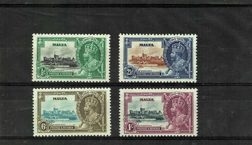 MALTA 1935 SILVER JUBILEE SET OF 4 VERY FINE MOUNTED MINT.SG 210-13.CAT R550