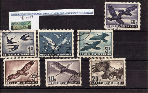 AUSTRIA 1950 AIR SET OF 7 VERY FINE USEDSG 1215-1221 CAT R5150