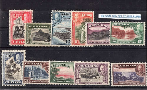 CEYLON 1935 KGV SET OF 11 FINE MOUNTED MINT(1R HAS ONE SHORT PERF) SG 368-378 CAT R1410