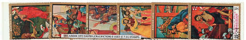 AJMAN 1972 EASTER (CRUCIFICATION) 6 USED (CTO) STAMPS