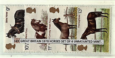 GREAT BRITIAN 1978 HORSES SET OF 4 UNMOUNTED MINT.SG 1063-66